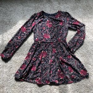 F21 Red & Black Floral Paisley Mini Dress
